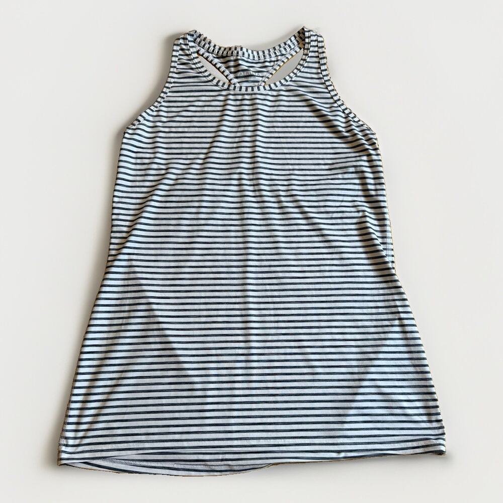 Athleta Tank Top Womens Medium Gray Stripe Racerback Athletic Workout Shirt